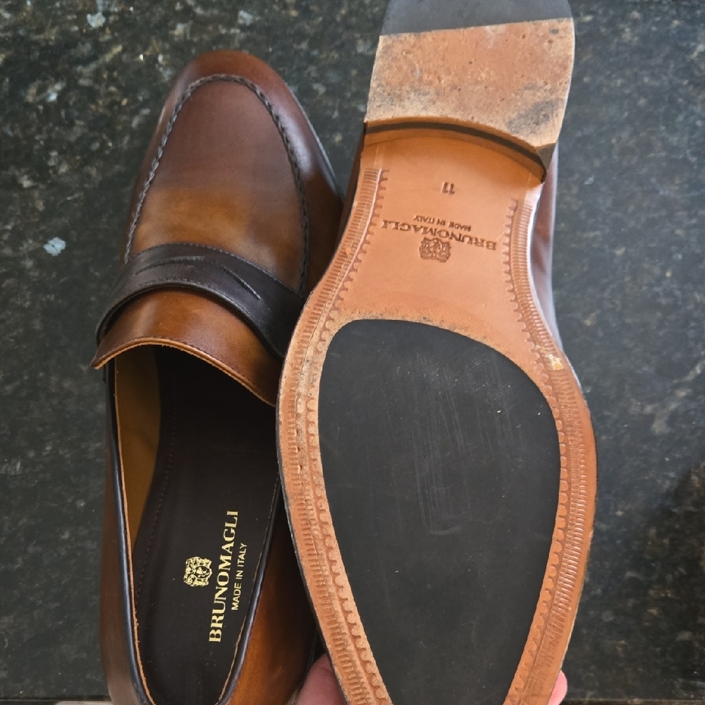 Bruno Magli Men's Rich Brown Leather Slip-Ons - Picture 5 of 6